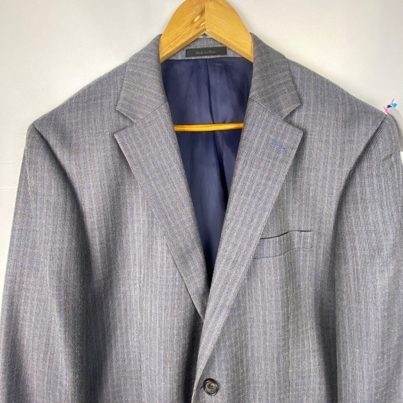 Lauren Ralph Lauren Blazer Men's 42R Blue Gray Silk/wool Plaid Single Breasted - Picture 4 of 15